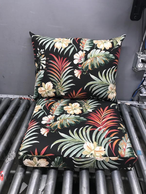 Photo 2 of Arden Selections Outdoor Cushion Pillow Back, Simone Black Tropical, 38" D x 21" W x 4" H