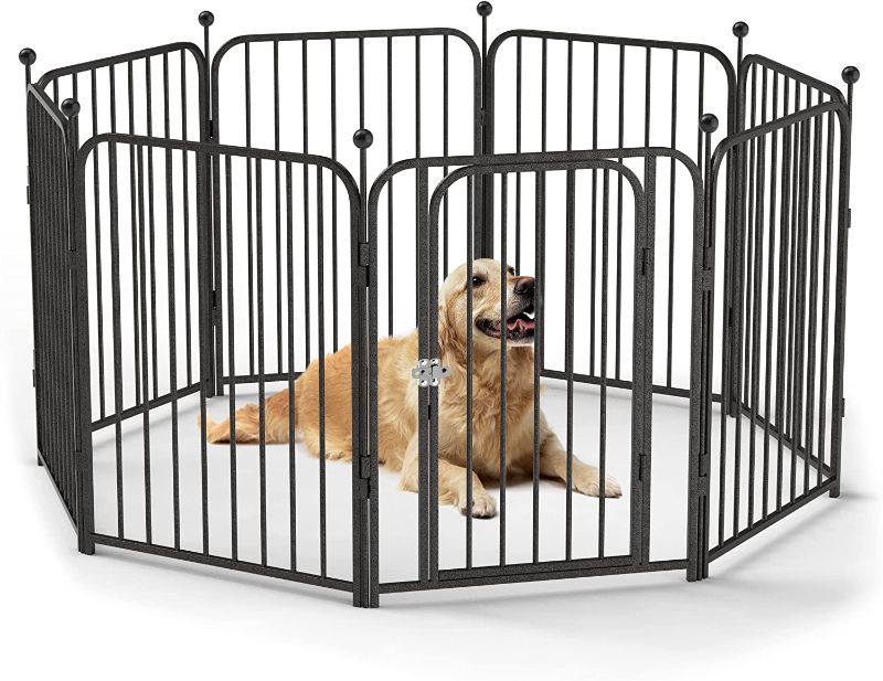 Photo 1 of Dog Playpen, 8 Panels Dog Pen Indoor Outdoor 32-Inch Height Puppy Playpen Pet Fence Gate with Doors for Large/Medium/Small Dogs, Exercise Pen for Yard, Camping
