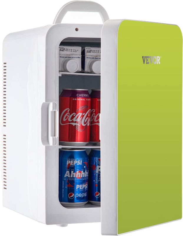 Photo 1 of VEVOR 15L Mini Fridge,12V Portable Cooler & Warmer, Lightweight Beauty Fridge With Glass Front,Mini Fridge 15 Liter/18 Can For Food, Drinks, Skincare, Beauty, Makeup & Cosmetics (Green)
