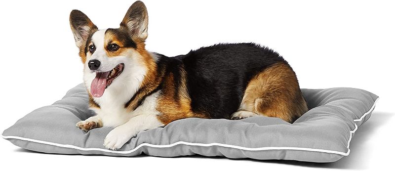 Photo 1 of Amazon Basics Outdoor Water Repellent Pet Pillow Bed, Grey, Medium
