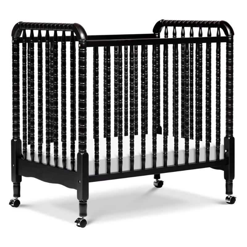 Photo 1 of DaVinci Jenny Lind Pine Wood 3-in-1 Convertible Mini Crib in Ebony
