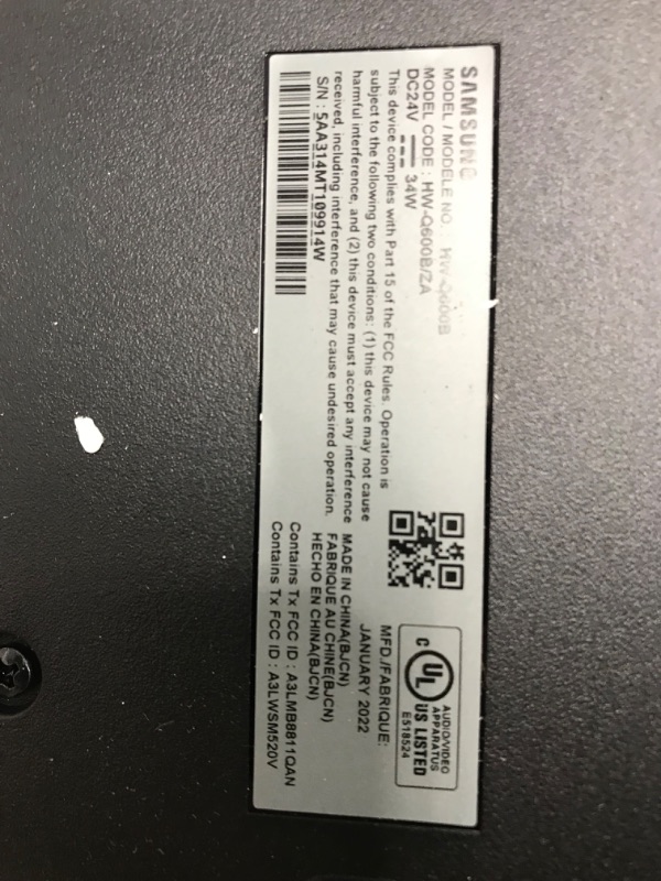 Photo 2 of SAMSUNG HW-Q600B 3.1.2ch Soundbar w/ Dolby Audio, DTS:X, Q Symphony, Adaptive Sound, Game Pro Mode, Bluetooth Connection HW-Q600B Soundbar