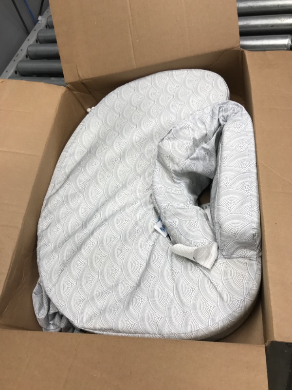 Photo 2 of *PRODUCT PATTERN DIFFERENT THAN STOC PHOTO* My Brest Friend Deluxe Nursing Pillow for Breastfeeding & Bottle Feeding, Enhanced Posture Support, Double Straps & Removable Extra Soft Slipcover, Flower Key Grey Deluxe Flower Key Grey
