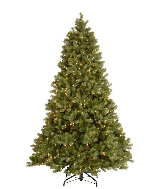 Photo 1 of 6-1/2 ft. Feel Real Downswept Douglas Fir Hinged Artificial Christmas Tree with 650 Clear Lights
