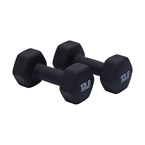 Photo 1 of Amazon Basics Neoprene Hexagon Workout Dumbbell Hand Weight, 12-Pound, Black - Set of 2
