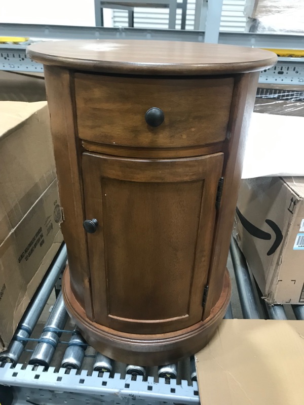 Photo 2 of (Major Damage) Decor Therapy Keaton Round Storage Side Accent Table, 26" x 18" x 18", Honeynut Brown
