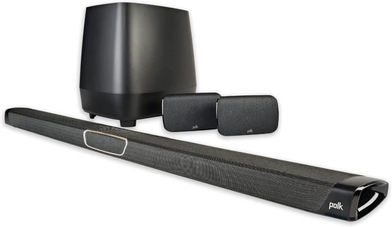 Photo 1 of (Used - Damaged) Polk Audio MagniFi Max SR Home Theater Surround Sound Bar | Works with 4K & HD TVs | HDMI, Optical Cables, Wireless Subwoofer & Two Speakers Included Black
