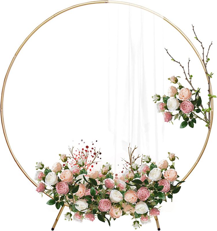 Photo 1 of 7Ft Aluminum Round Backdrop Stand,Gold Metal Round Balloon Arch Stand