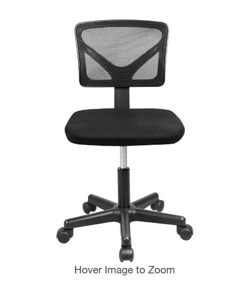 Photo 1 of Black Armless Office Chair Breathable Mesh Covering Silent Swiveling Casters Low Back Support for Computer Tasks
