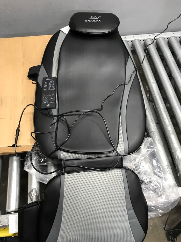 Photo 2 of Snailax Shiatsu Massage Cushion with Heat Massage Chair Pad Kneading Back Massager for Home Office Seat use Grey and Black