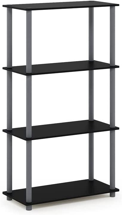 Photo 1 of Furinno (99557EX/BK) Turn-N-Tube 4-Tier Multipurpose Shelf Display Rack - Espresso/Black
