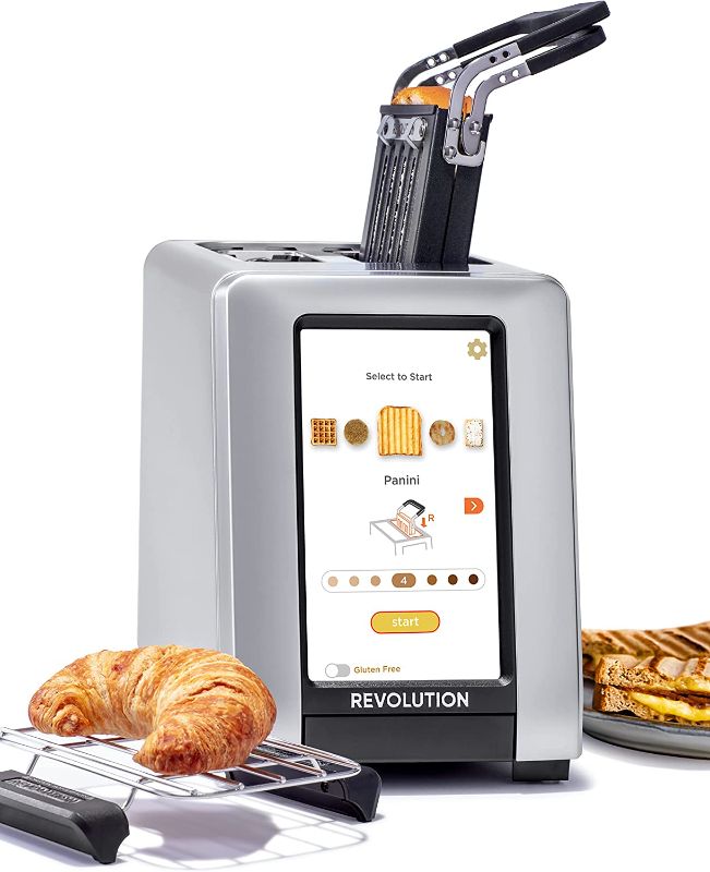 Photo 1 of Revolution InstaGLO R180 (Original) Touchscreen Toaster. Faster, smarter & tastier thanks to InstaGLO heating tech. Featuring high-speed smart settings for perfectly toasted bagels, English muffins, toast, Pop-Tarts and waffles **NEEDS REPAIR**