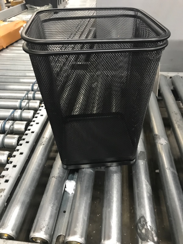 Photo 2 of Greenco, Black Mesh Trash Can Wastebaskets, Square, 6 Gallon, 2 Pack Black 6 gallon square trash