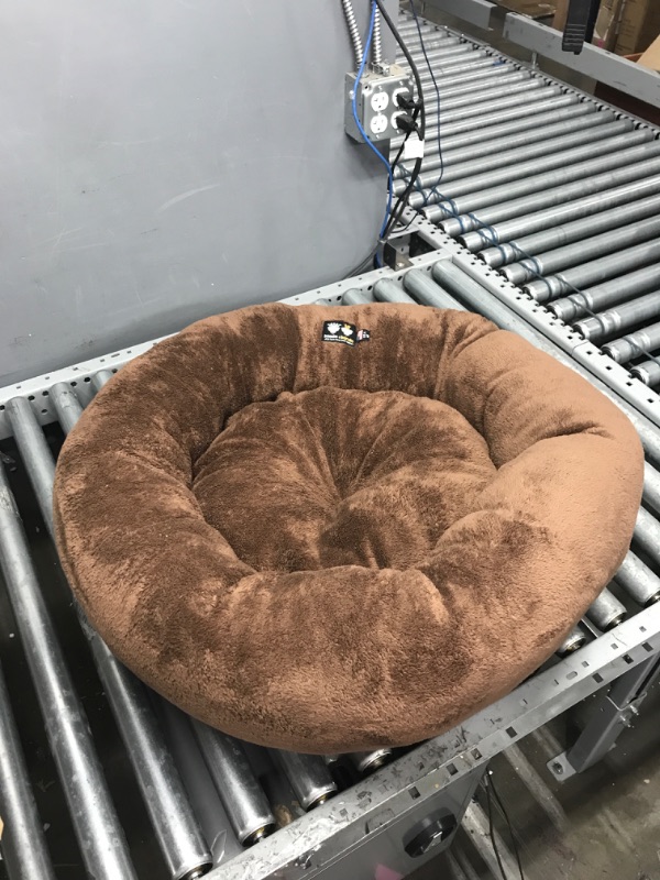 Photo 2 of Bessie and Barnie Snuggle Dog Bed - Extra Plush Fabric Dog Bean Bag Bed - Reversible Circle Dog Bed - Machine Washable Donut Dog Bed - Calming Dog Bed - Multiple Sizes & Colors Available Brown M - 30"x30"