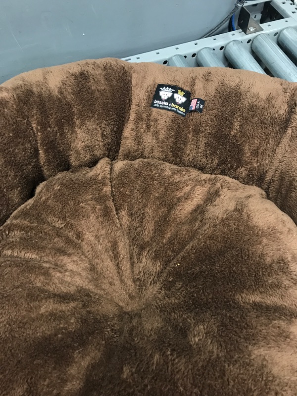 Photo 3 of Bessie and Barnie Snuggle Dog Bed - Extra Plush Fabric Dog Bean Bag Bed - Reversible Circle Dog Bed - Machine Washable Donut Dog Bed - Calming Dog Bed - Multiple Sizes & Colors Available Brown M - 30"x30"