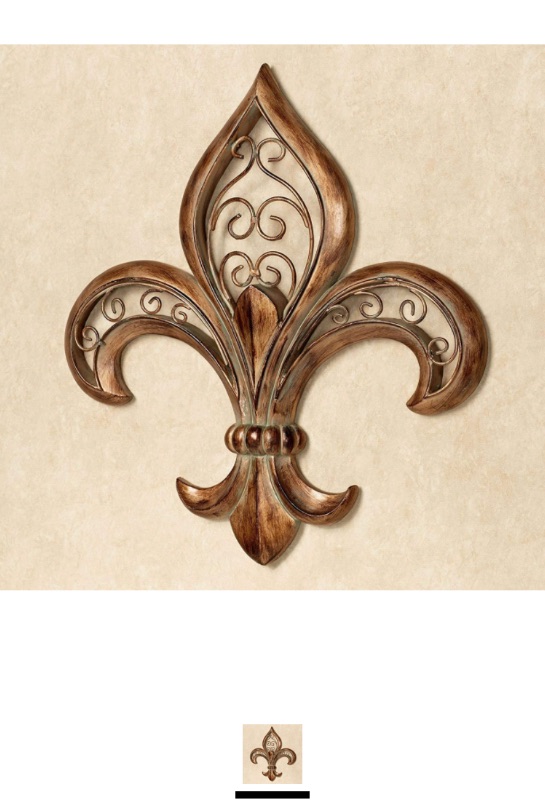 Photo 1 of Adalina Fleur de Lis Wall Art Burnished Gold - Made of Resin, Metal Scroll Decor - French Traditional Style - Roman Emblem For Home - Measures 16 Inches Wide, 17 Inches High