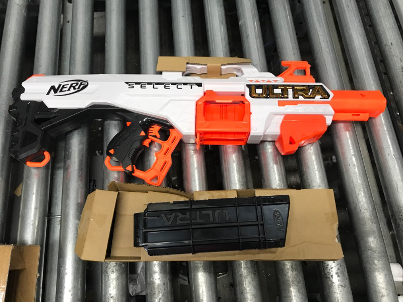 Photo 2 of NERF Ultra Select Fully Motorized Blaster, Fire for Distance or Accuracy, Includes Clips and Darts, Outdoor Games and Toys, Automatic Electric Full Auto Toy Foam Blasters Frustration Free