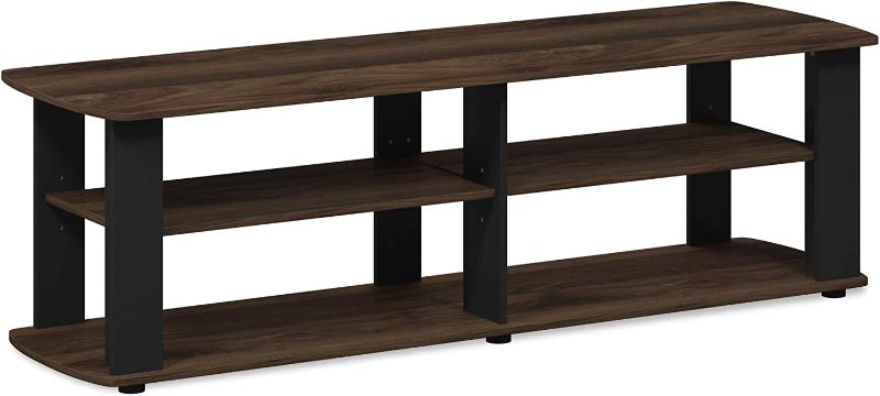 Photo 1 of FURINNO Nelly Entertainment Center TV Stand, Short 43.3"(W) x13.4(H) x13.1(D), Columbia Walnut/Black
