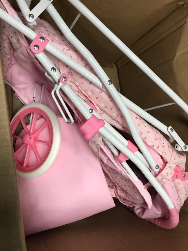 Photo 2 of Badger Basket Pink Rosebud 3-in-1 Doll Pram, Carrier, and Stroller (fits American Girl Dolls)