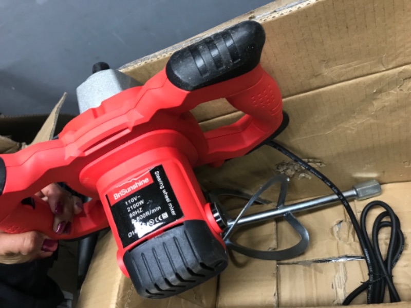 Photo 2 of 2100W Electric Handheld Cement Mixer,Portable Mortar Concrete Mixer Drill with Rod for Mixing Grout Paint Mud Plaster,6 Speed Adjustment 110V(UL Certified)