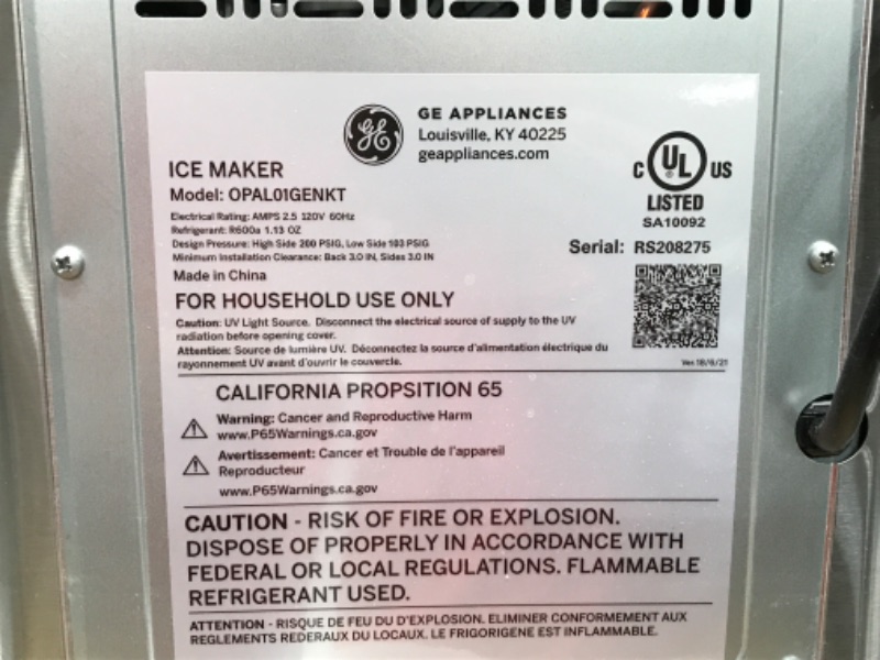 Photo 3 of GE Profile Opal | Countertop Nugget Ice Maker with Side Tank | Portable Ice Machine Makes up to 24 lbs. of Ice Per Day | Stainless Steel Finish Ice Maker + Side Tank No Bluetooth