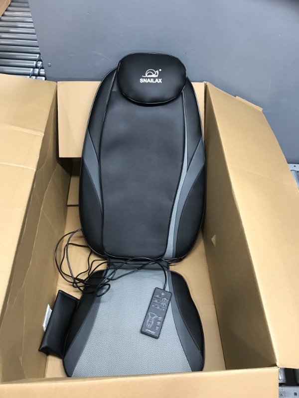 Photo 2 of Snailax Shiatsu Massage Cushion with Heat Massage Chair Pad Kneading Back Massager for Home Office Seat use Grey and Black