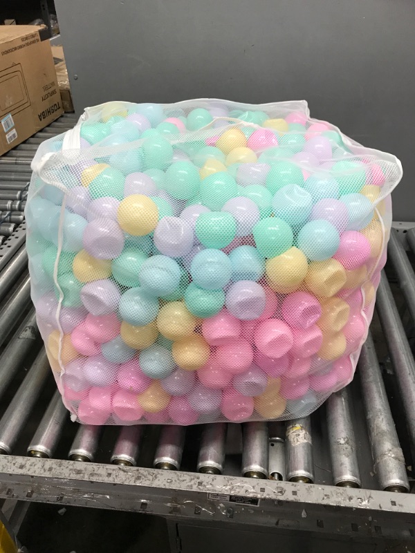 Photo 2 of Amazon Basics BPA Free Crush-Proof Plastic Ball Pit Balls with Storage Bag, Toddlers Kids 12+ Months, 6 Pastel Colors - Pack of 1000 6 Pastel Colors 1,000 Balls