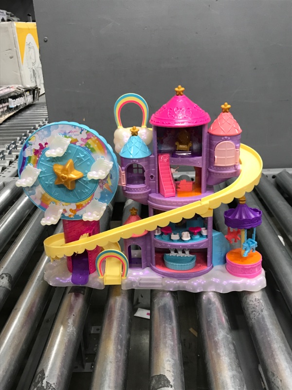 Photo 2 of ?Polly Pocket Rainbow Funland Theme Park, 3 Rides, 7 Play Areas, Polly and Shani Dolls, 2 Unicorns & 25 Surprise Accessories (30 Total Play Pieces), Dispensing Feature for Surprises
