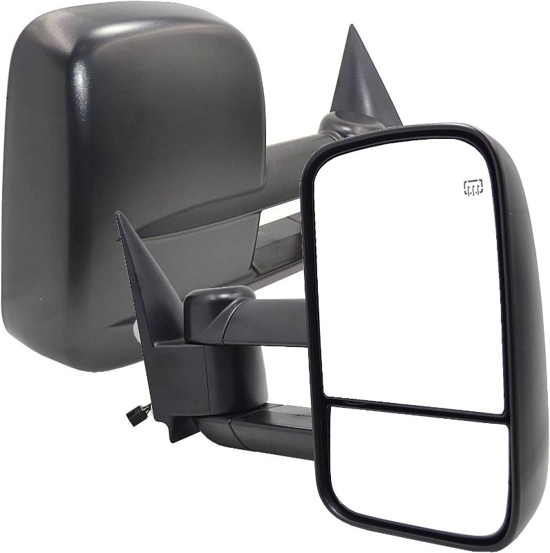 Photo 1 of AERDM New Pair Set Towing Mirrors Side Power Operated Heated Textured Black Telescoping Trailer Compatible with Chevy/GMC/Cadillac Silverado Sierra Avalanche Suburban Tahoe Yukon XL Escalade EXT
