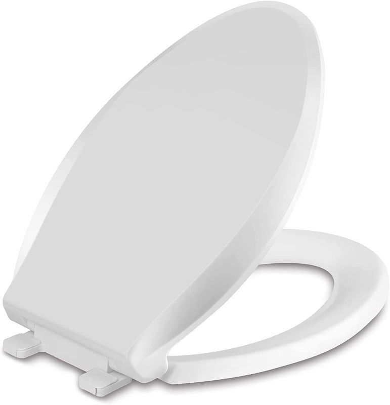 Photo 2 of Elongated Toilet Seat, Slow Close, Thickened Material, No Wiggle Never Loosen,Easy To Install And Clean, Fits All Elongated Toilets, White (18.5”)
