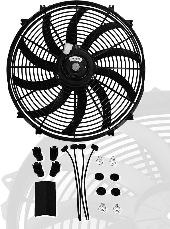 Photo 1 of 16" inch Universal Slim Fan Push Pull Electric Radiator Cooling 12V Mount Kit
