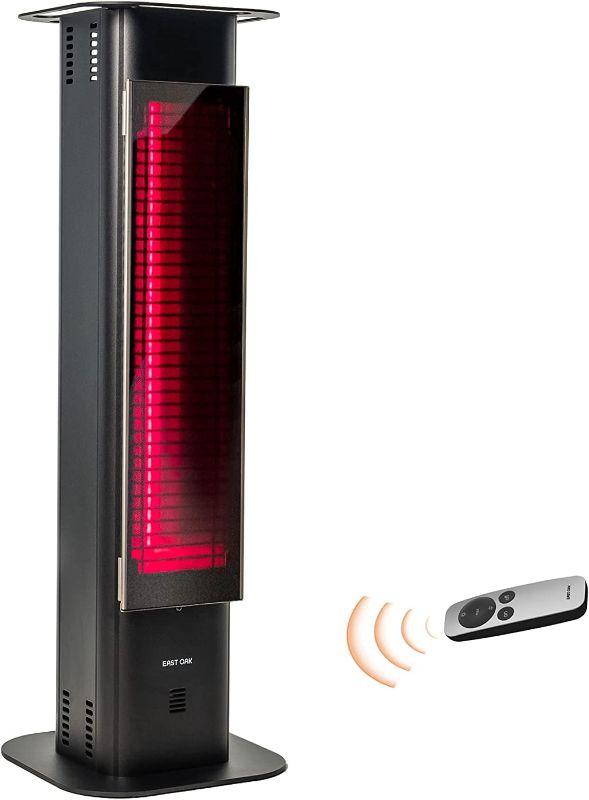 Photo 1 of EAST OAK Patio Heater, 1500W Infrared Electric Heater, Portable Premium Tower Outdoor Heater with Nanocrystal Glass, IP65 Waterproof and Tip-over & Overheating Protection, 3 Heat Settings
