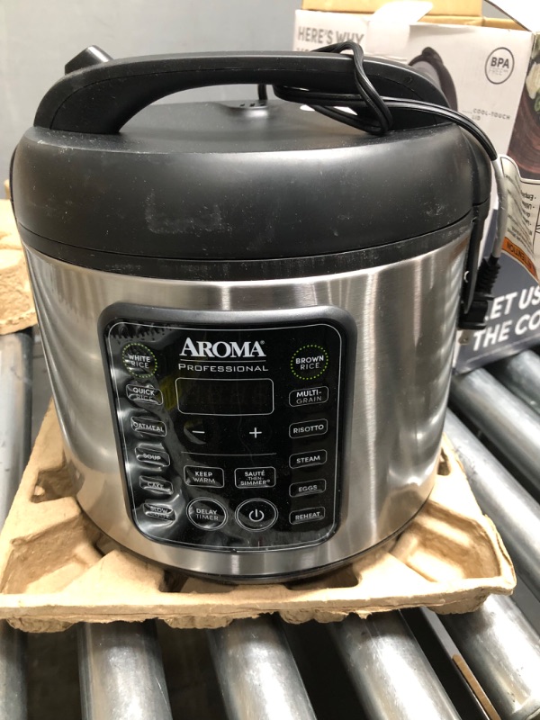 Photo 2 of Aroma Housewares ARC-5200SB 2O2O Model Rice & Grain Cooker, Sauté, Slow Cook, Steam, Stew, Oatmeal, Risotto, Soup, 20 Cup 10 Cup uncooked, Stainless Steel
