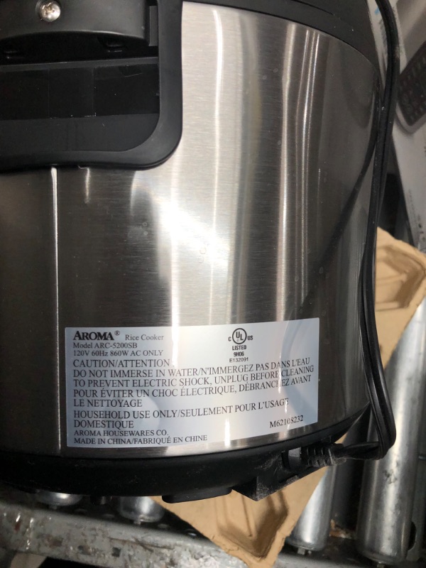 Photo 3 of Aroma Housewares ARC-5200SB 2O2O Model Rice & Grain Cooker, Sauté, Slow Cook, Steam, Stew, Oatmeal, Risotto, Soup, 20 Cup 10 Cup uncooked, Stainless Steel
