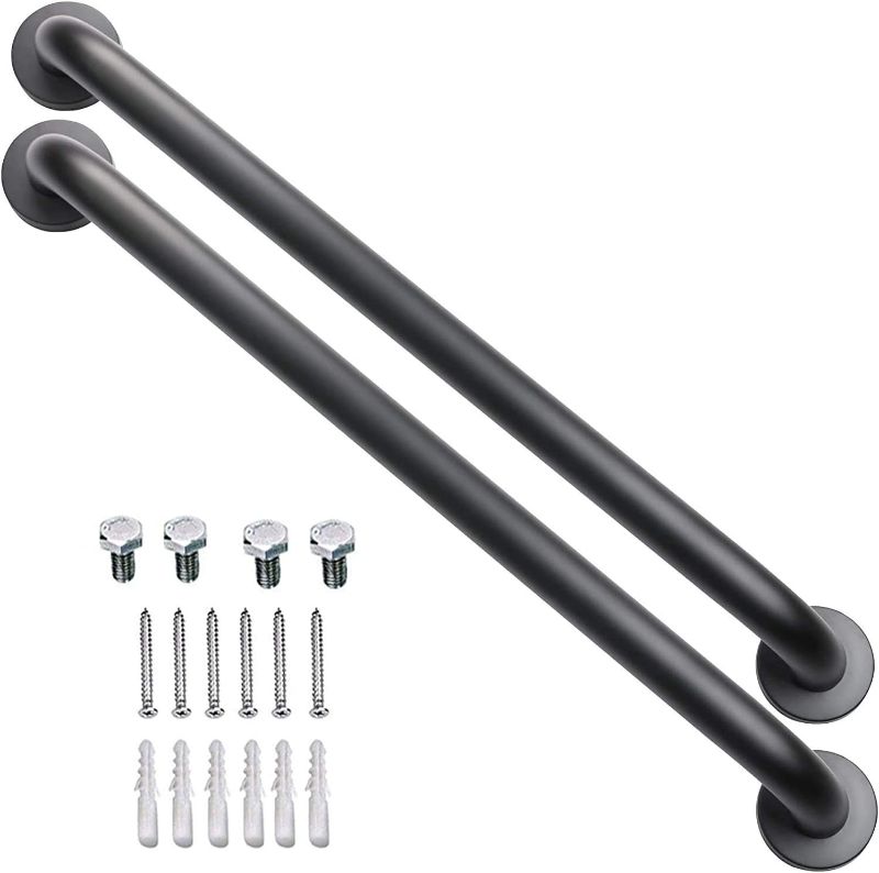 Photo 1 of 2 Pack 24 Inch Black Shower Grab Bars, ZUEXT Stainless Steel Bathroom Wall Grab Bar Handle, Shower Balance Bar, Safety Hand Rail Support,Handicap Elderly...
