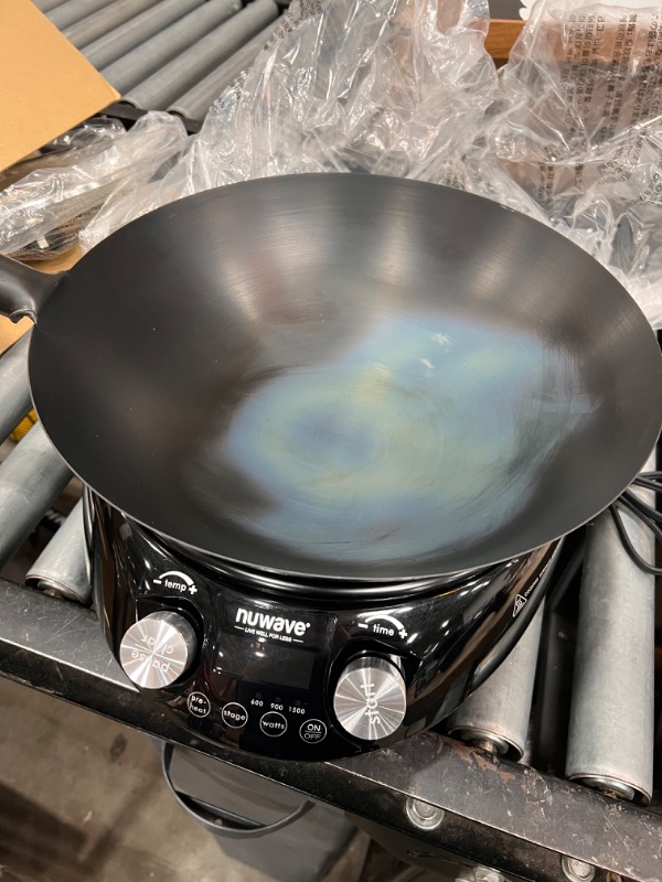 Photo 2 of **PARTS ONLY NOT FUNCTIONAL!! NUWAVE MOSAIC Induction Wok with 14-inch carbon steel wok with tempered glass lid; precision temperature control from 100F to 575F, Wattage control (600W, 900W & 1500W
