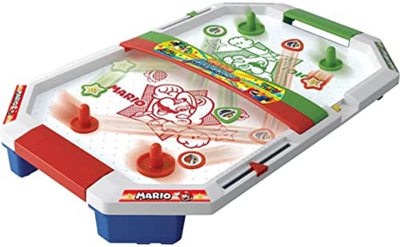 Photo 1 of Epoch Games Super Mario Air Hockey, Tabletop Skill and Action Game with Collectible Super Mario Action Figures
