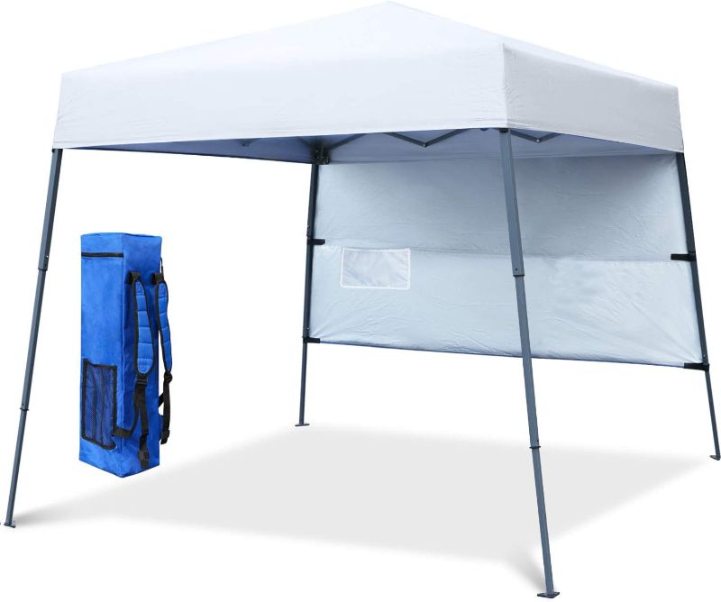 Photo 1 of 10x10Ft Compact Lightweight Backpack Canopy Sun Protection Pop-Up Shelter Slant Leg Beach Tent(White)
