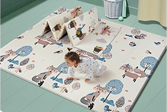 Photo 1 of Foldable Baby Play Mat for Crawling, Extra Large Play Mat for Baby, Waterproof Non Toxic Anti-Slip Reversible Foam Playmat for Baby Toddlers Kids 71" x 79" x 0.6