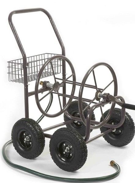 Photo 1 of **SEE COMMENT**
 Garden  Steel Frame Water Hose Reel Cart with Basket for Backyard, Garden, or Home, 

