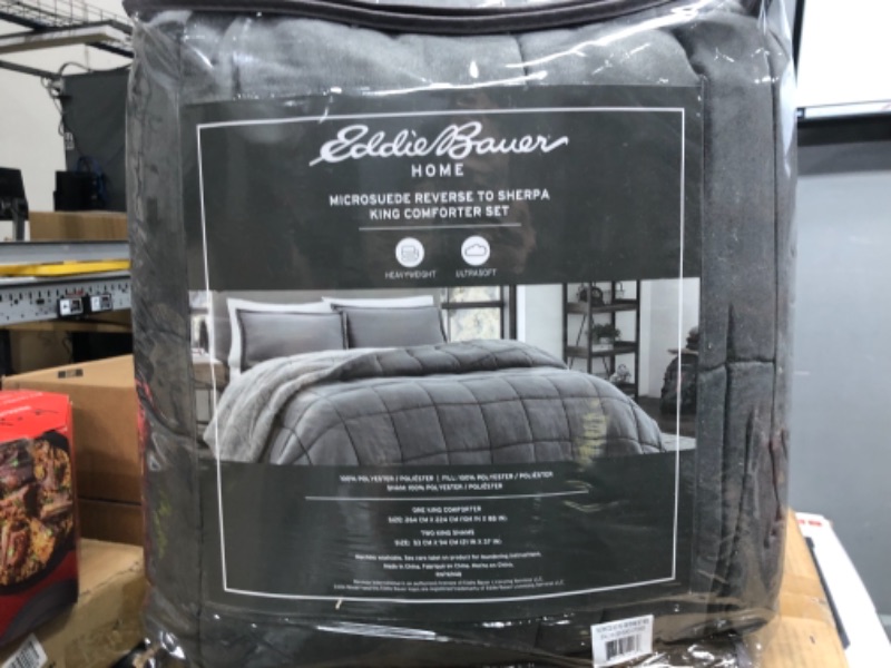 Photo 2 of KING
Eddie Bauer Sherwood Grey Comforter Set, King Bedding
