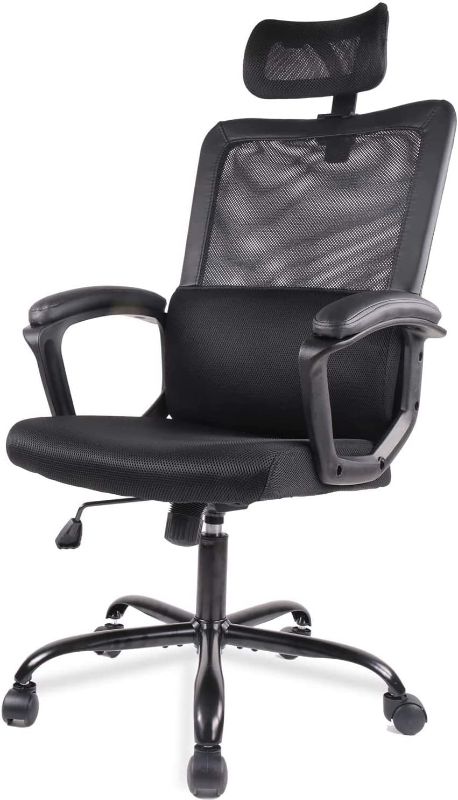 Photo 1 of **PARTS ONLY,**
Desk Chair, Ergonomic Mesh Office Chair High Back Computer Chair with Adjustable Headrest,Lumbar Support, Tilt Function,Swivel Rolling, Soft PU Armrest Task Chair Home Office Desk Chairs, Black
