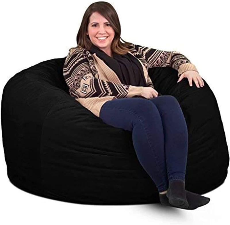 Photo 1 of Giant Foam-Filled Furniture - Machine Washable Covers, Double Stitched Seams, Durable Inner Liner. (4000, Black Suede)