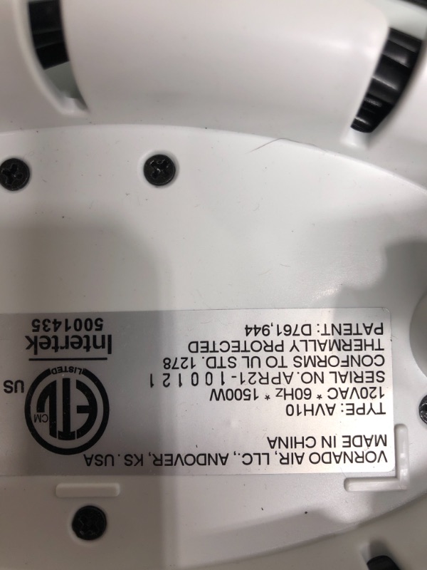 Photo 1 of Vornado AVH10 Vortex Heater with Auto Climate Control, 2 Heat Settings, Fan Only Option, Digital Display, Advanced Safety Features, Whole Room, White AVH10 — Auto Climate Heater