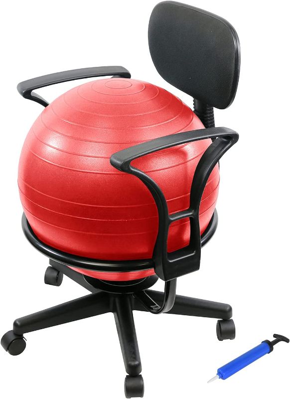 Photo 1 of CanDo Metal Ball Chair - Inflatable Ergonomic Active Seating Exercise Ball Chair with Air Pump for Home, Office, and Classroom
