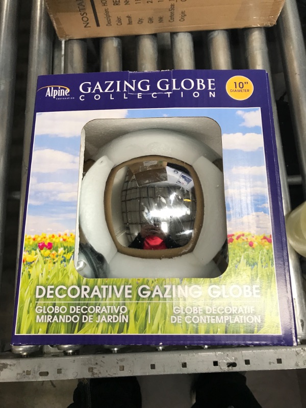 Photo 2 of Alpine Corporation GLB292SL Gazing Globe, 10" L x 10" W x 12" H, Silver 10"L x 10"W x 12"H Silver