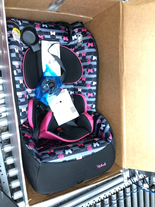 Photo 2 of Disney Baby Jive 2 in 1 Convertible Car Seat,Rear-Facing 5-40 pounds and Forward-Facing 22-65 pounds, Minnie Stripes