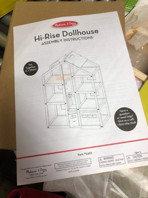 Photo 3 of Melissa & Doug Hi-Rise Wooden Dollhouse With 15 pcs Furniture - Garage and Working Elevator