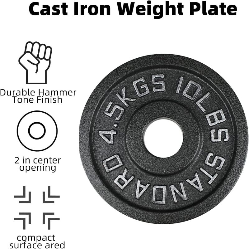 Photo 1 of BOLUX Cast Iron Olympic Weight Plates – Free Weights with 2-inch Hole & Anti-Rust Hammertone Finish - Ideal for Strength Training, for Muscle Toning, Weight Loss & Crossfit–10LB