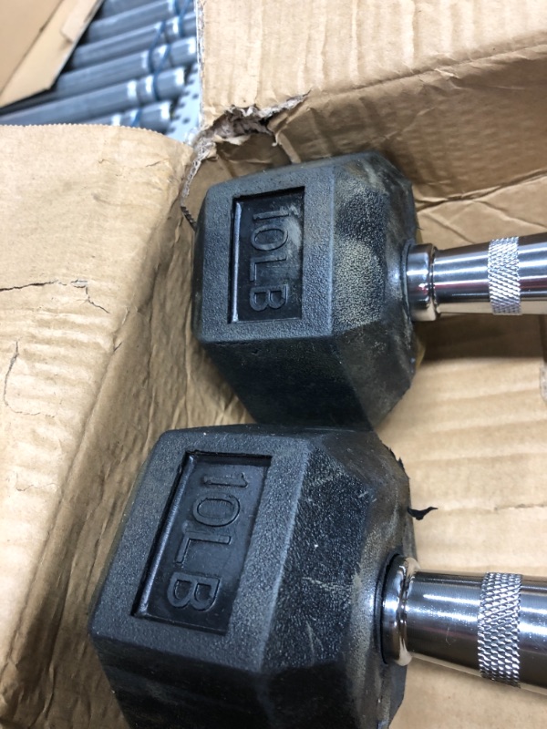 Photo 3 of Balancefrom Rubber Encased Hex Dumbbell in Pairs 10 lbs, pair
